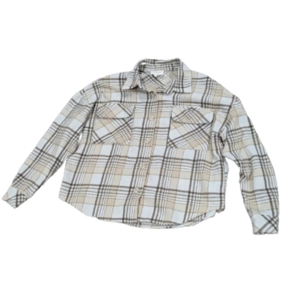 Bohme flannel Shacket Brown and Cream size Small